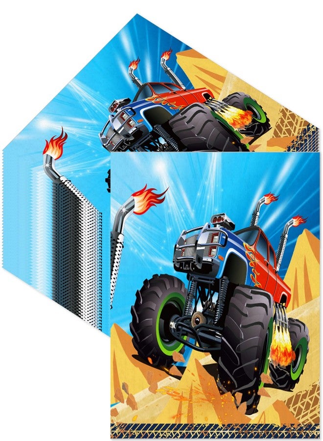 Roaring Good Time Monster Truck Party Napkins Monster Truck Birthday Party Supplies Fire Cars Napkins Dirty Bike Trucks Sign Race Car Theme Party Supplies Trucks Party Supplies Birthday Decorations 40 Pack​ ​ - Image 1